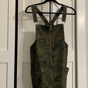Army patterned bib overall dress